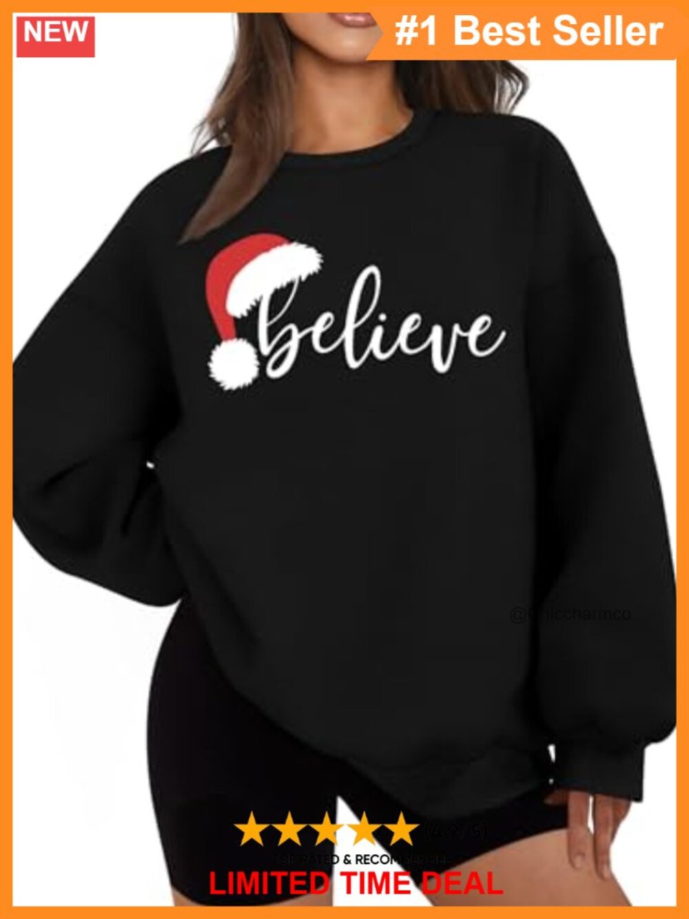 Womens Believe Christmas Sweatshirt Plaid Tree Print Long Sleeve Holiday